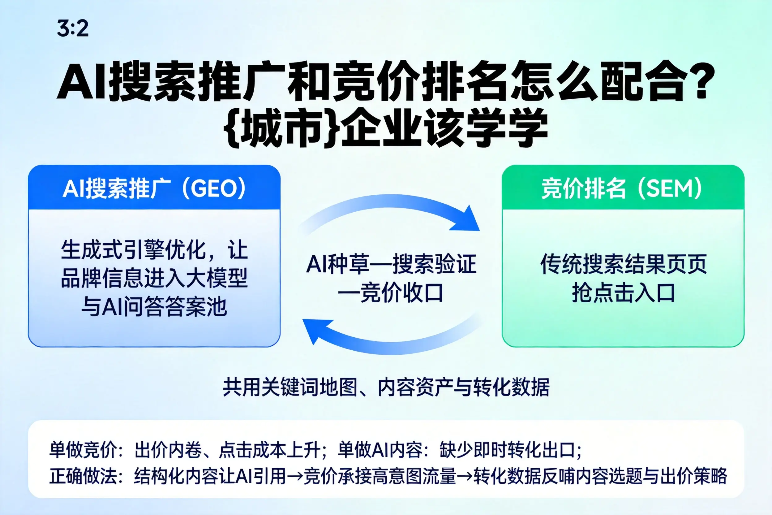 AI搜索推广和竞价排名怎么配合?永州企业该学学