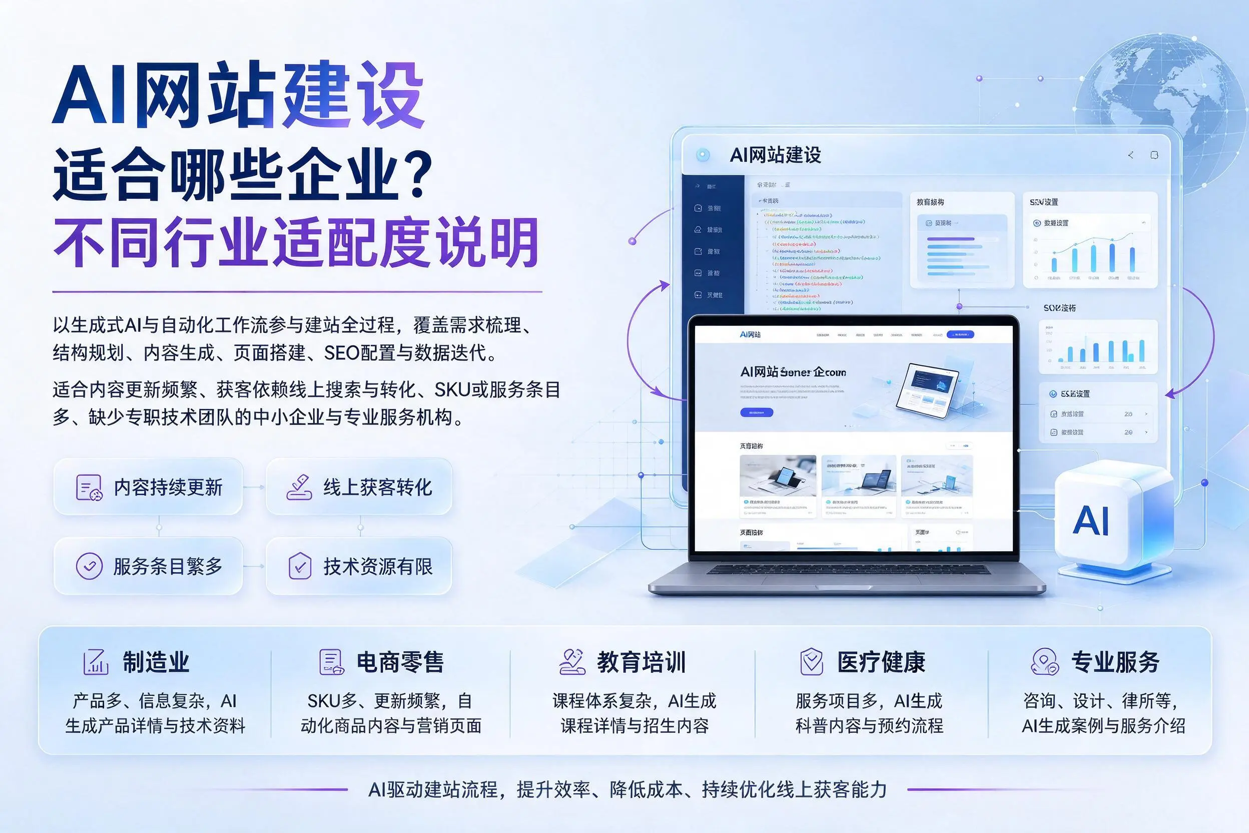 AI网站建设适合哪些企业?永州不同行业适配度说明